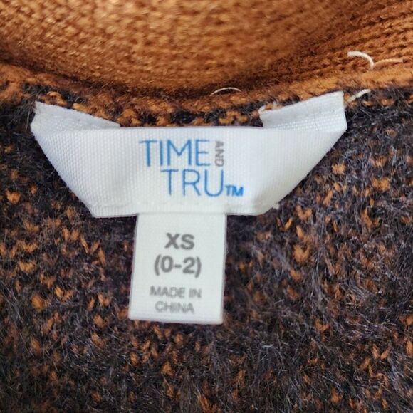 Time and Tru 3D Animal Print Cardigan | Women's XS | Brown Black Faux Fur Cozy - Picture 6 of 9